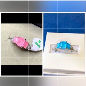 Emerald cut Natural Fusion Quartz Trilogy Ring